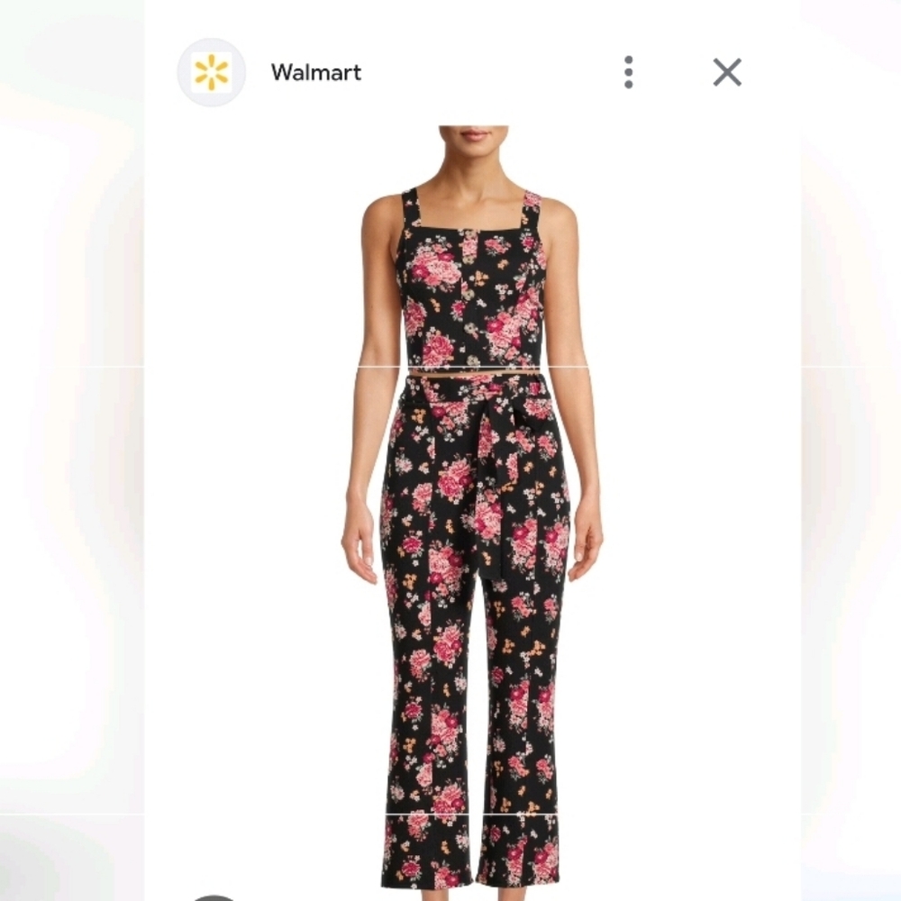 No Boundaries Floral Jumpsuit - Black and Pink